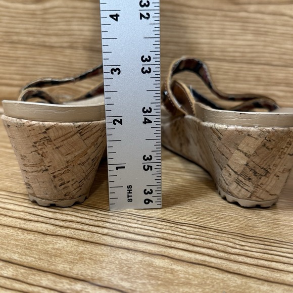 Crocs A-Leigh Cork Brown Wedge Sandals‎ Women Sz 6 Brown Leather Strappy Shoes - Picture 3 of 6